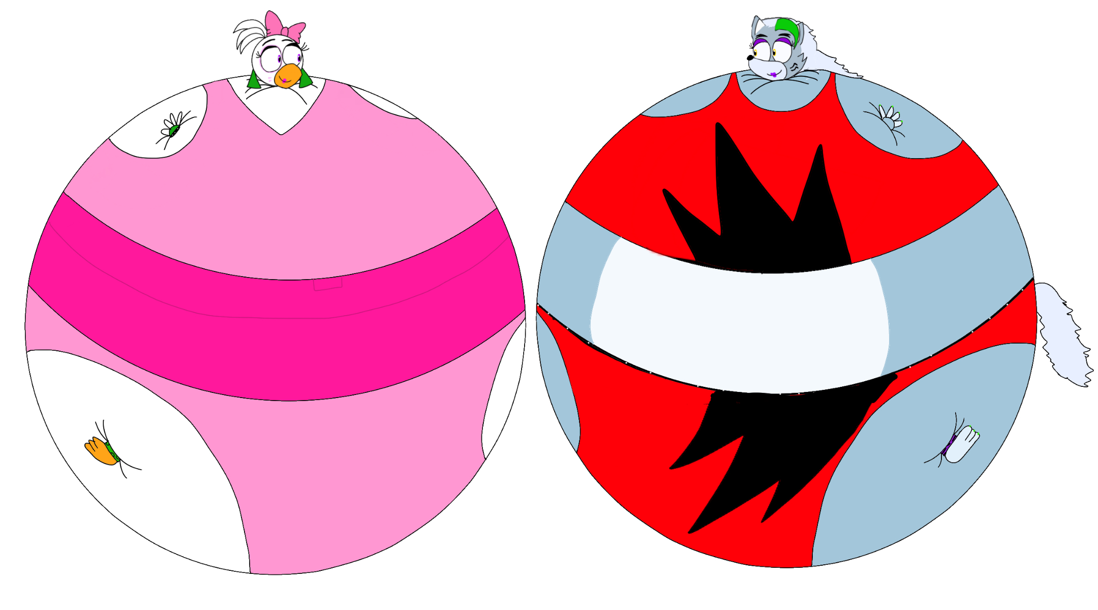 Glamrock Chica and Roxanne Wolf Inflated by skyb2012 on DeviantArt