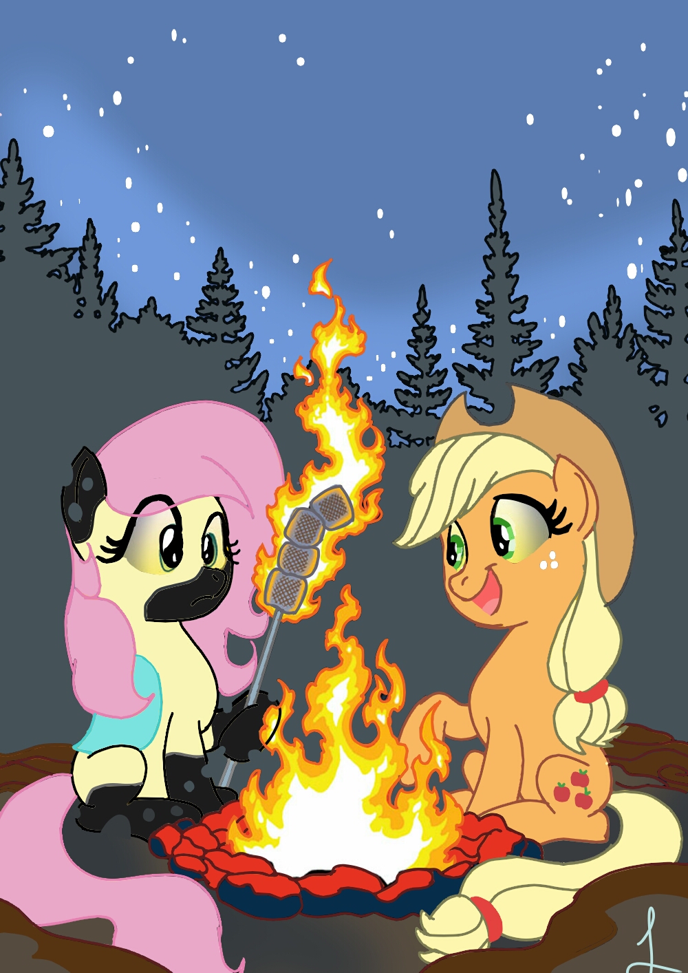 Paisley and Apple Jack camping