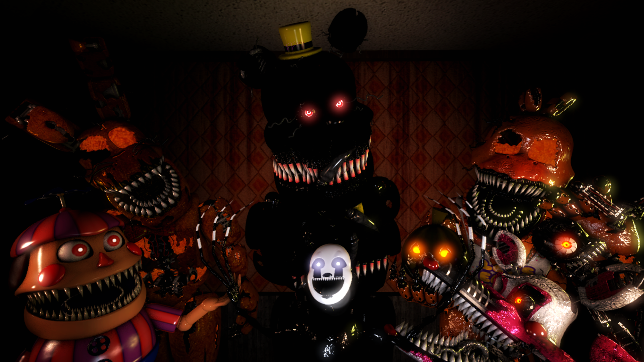 FNAF4-Nightmare Animatronics - Happy Halloween! From us Nightmares! Be sure  to Check out the gameplays of the Halloween Edition for FNAF4! It's  Awesome!!! :D