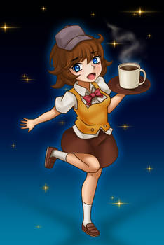 A girl working part-time at a cafe