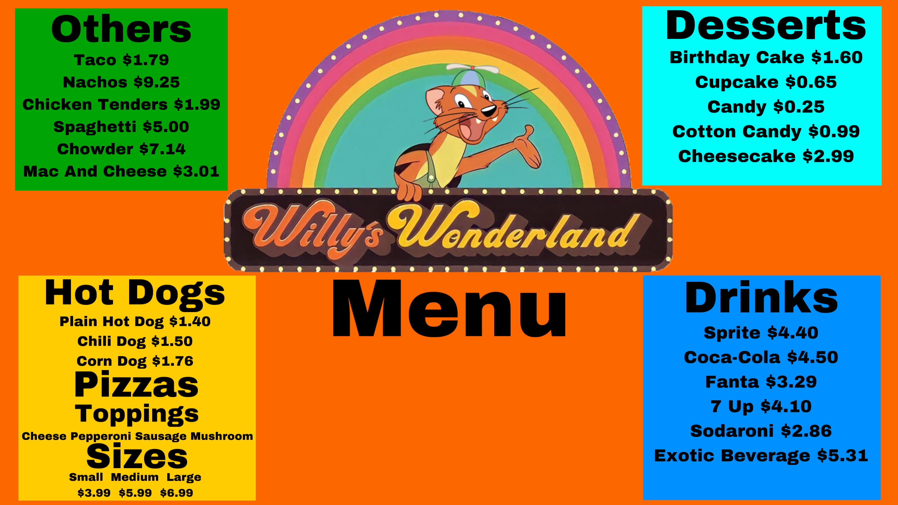 Willys Wonderland (1996) Menu by Marcoaguirre12 on DeviantArt