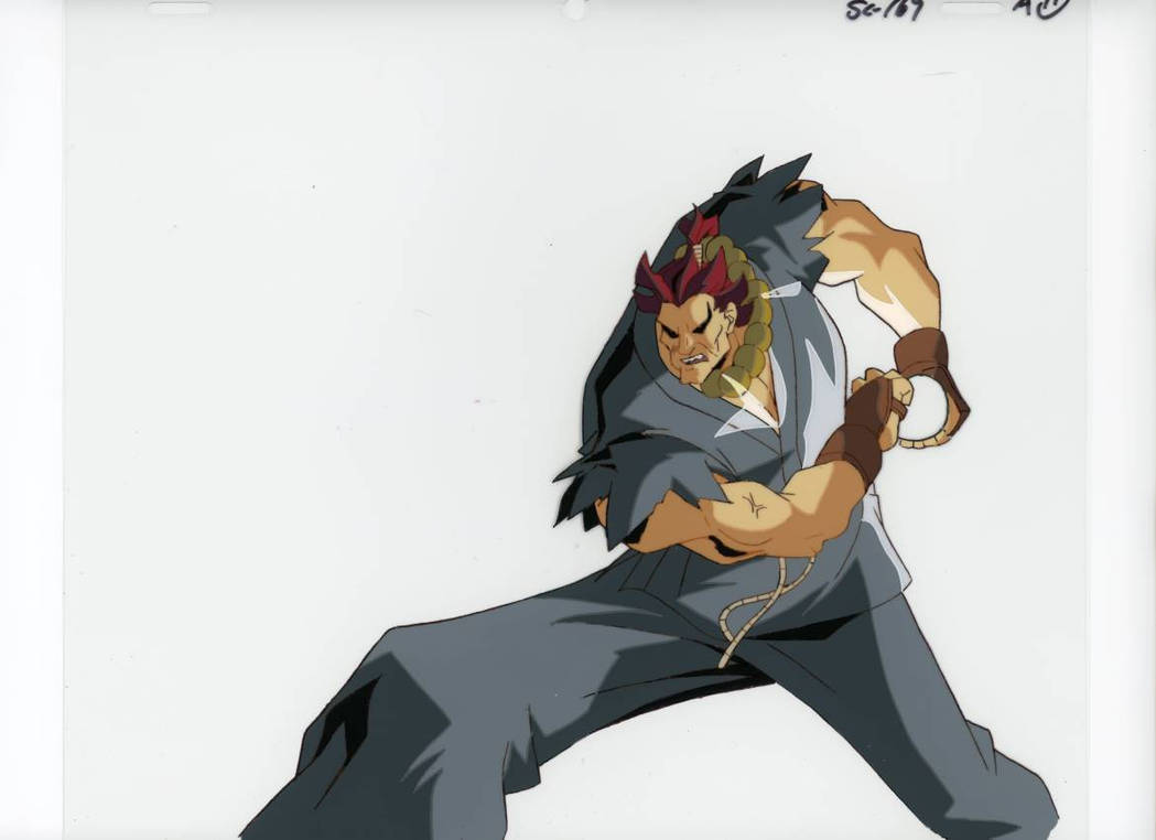 Street Fighter Zero Ryu Anime Production Cel and Animation Drawing