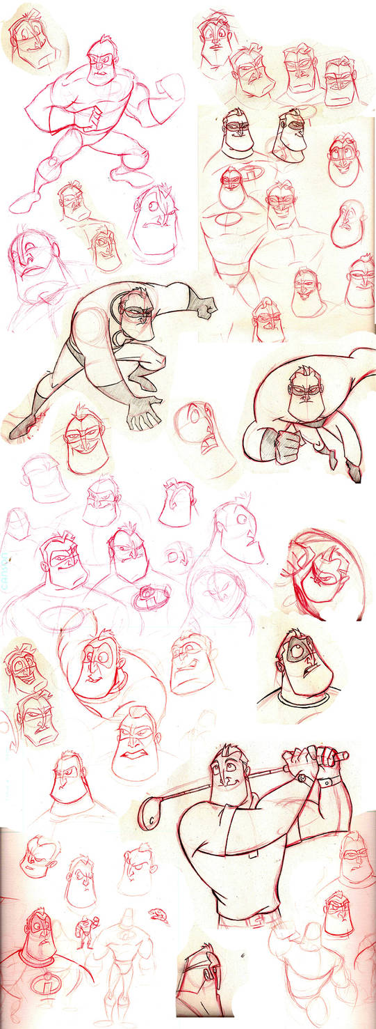 Mr. Incredible Sketch Dump by JoshawaFrost