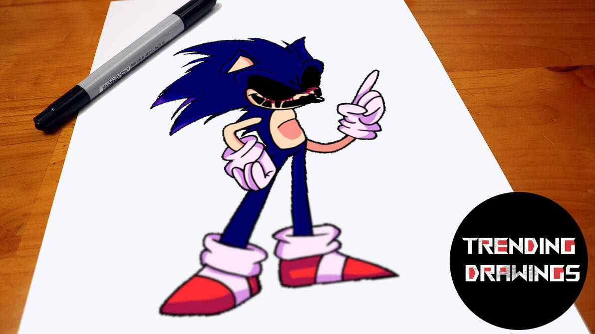How To Draw FNF MOD Sonic EXE V2 You can't run by