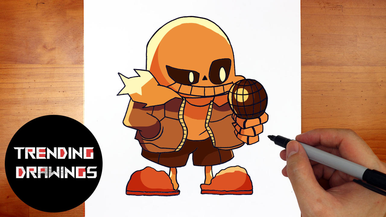 How to draw Sans (FNF: Indie Cross) - Sketchok easy drawing guides