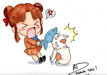 GIVE ME BACK MY FISH! MIAKA VS TAMA!