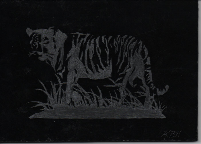 Old School Tiger Etching