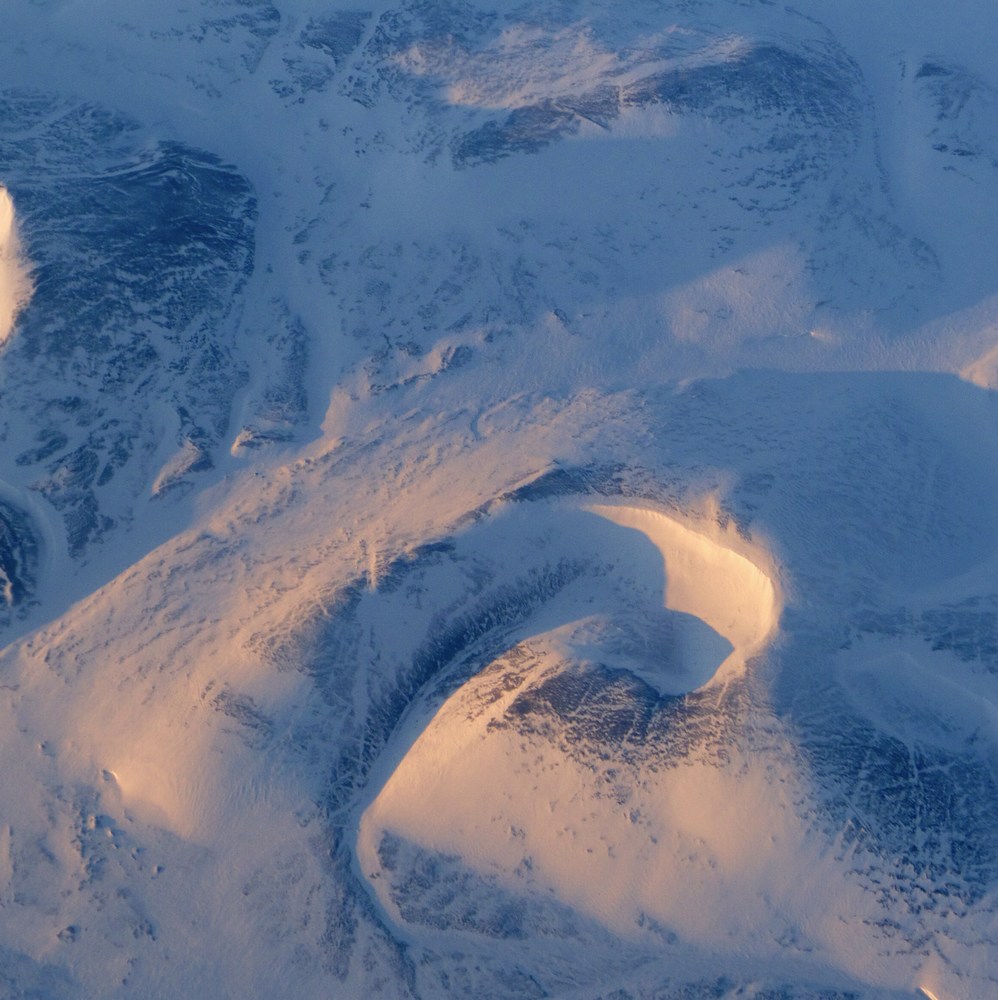 Birdview of frozen landscape