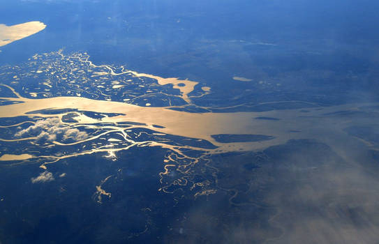 Birdview of frozen landscape