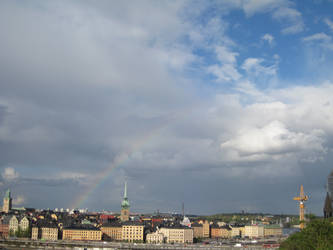 Rainbow falling out of the sky