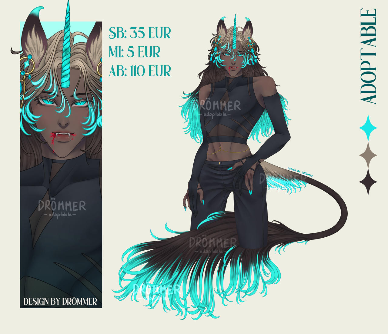 Adopt #070 - Borealis vampire unicorn (CLOSED)