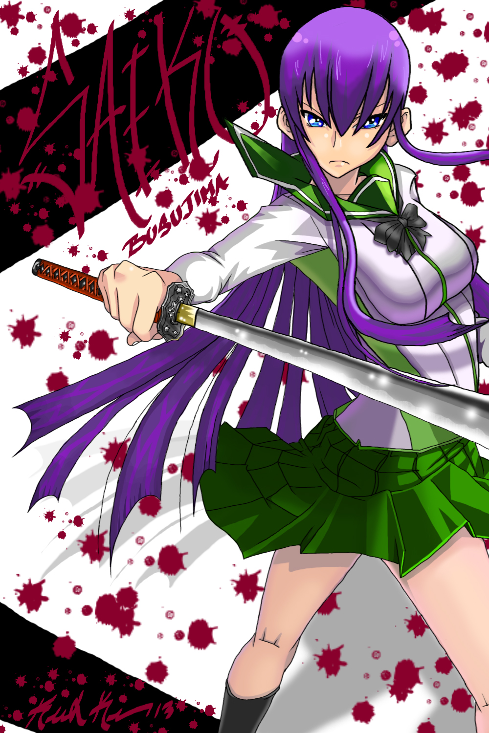 busujima saeko (highschool of the dead) drawn by otoosan