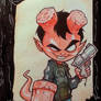 Hellboy kid watercolor