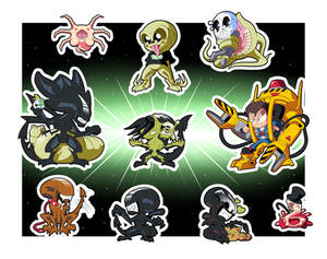 Aliens Chibi Stickers Set by BLARGEN69