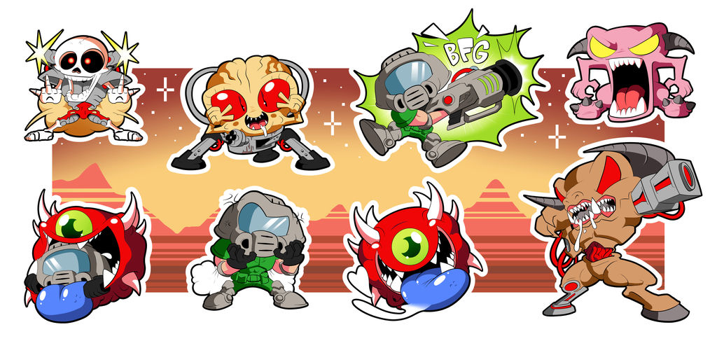 DOOM Chibi Sticker Set! by BLARGEN69