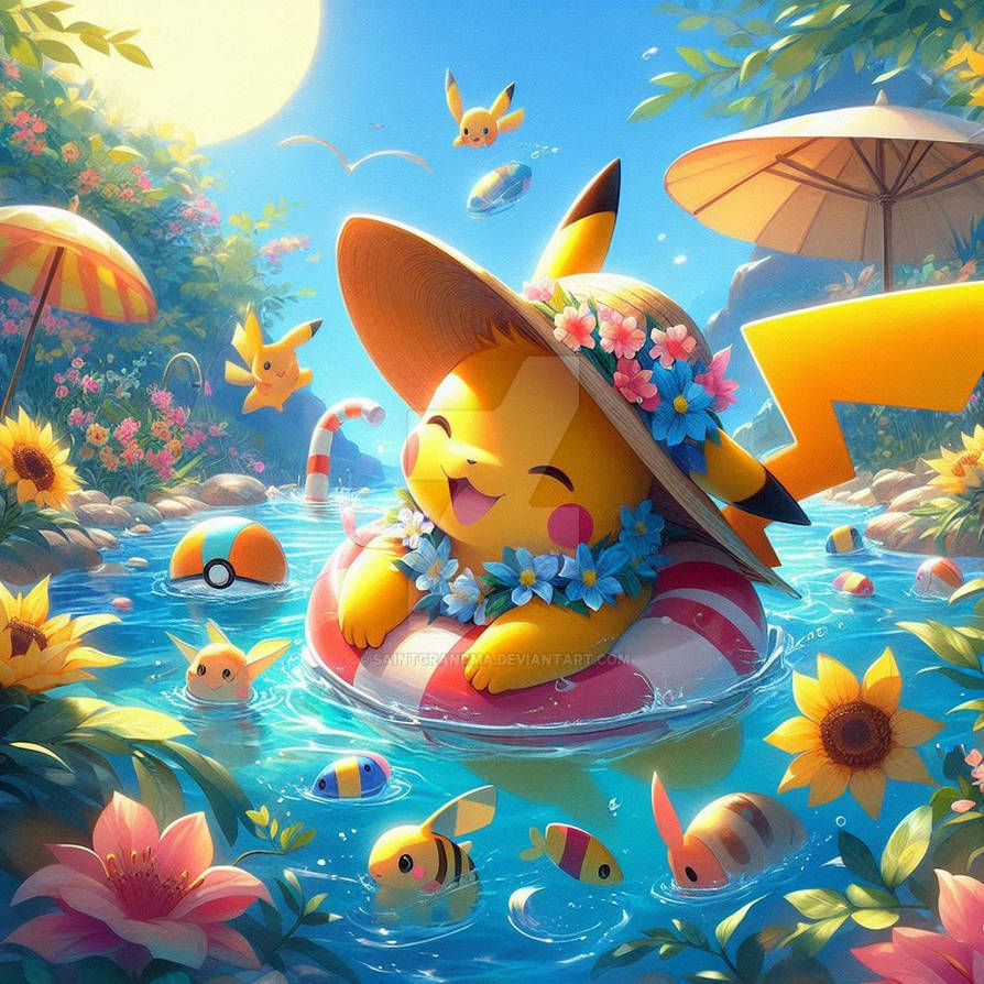 Pikachu in swimming pool pokemon (29) by SaintGrandma on DeviantArt