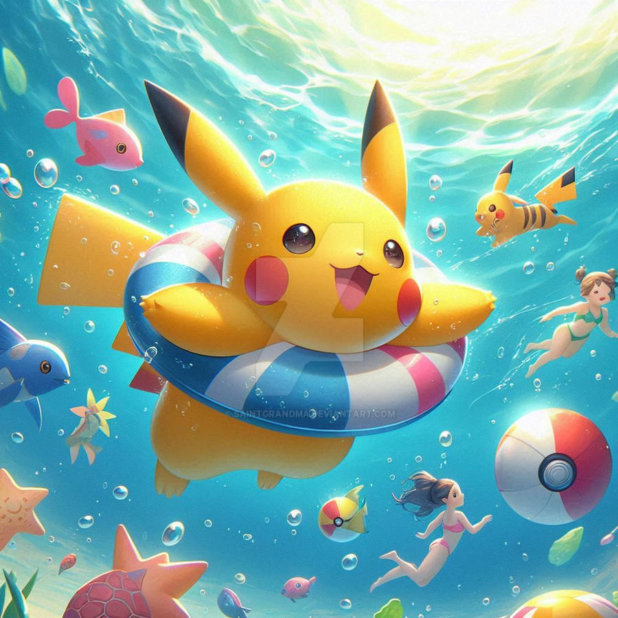 Pikachu in swimming pool pokemon (27) by SaintGrandma on DeviantArt