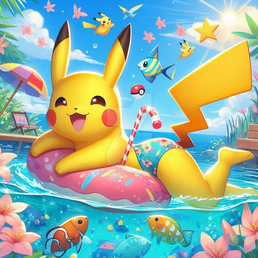 Pikachu in swimming pool pokemon (20) by SaintGrandma on DeviantArt