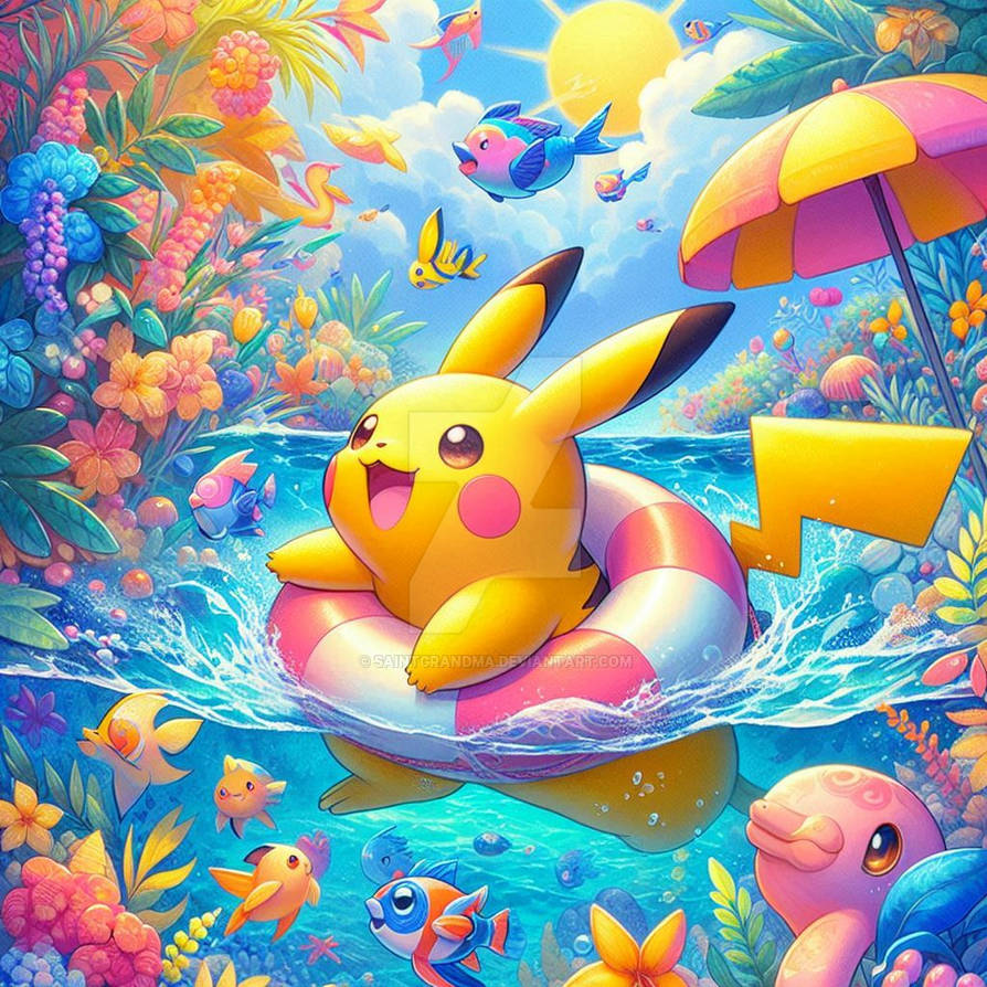 Pikachu in swimming pool pokemon (19) by SaintGrandma on DeviantArt