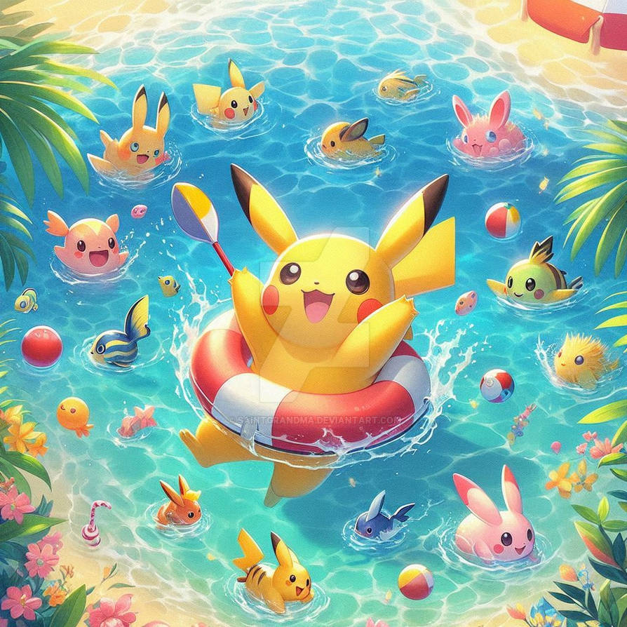 Pikachu in swimming pool pokemon (17) by SaintGrandma on DeviantArt