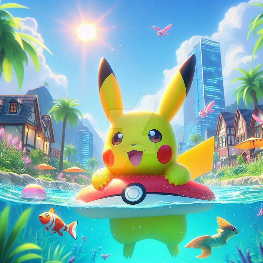 Pikachu in swimming pool pokemon (12) by SaintGrandma on DeviantArt