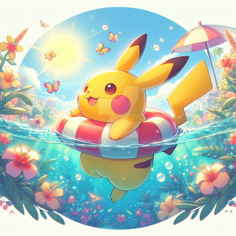 Pikachu in swimming pool pokemon (8) by SaintGrandma on DeviantArt