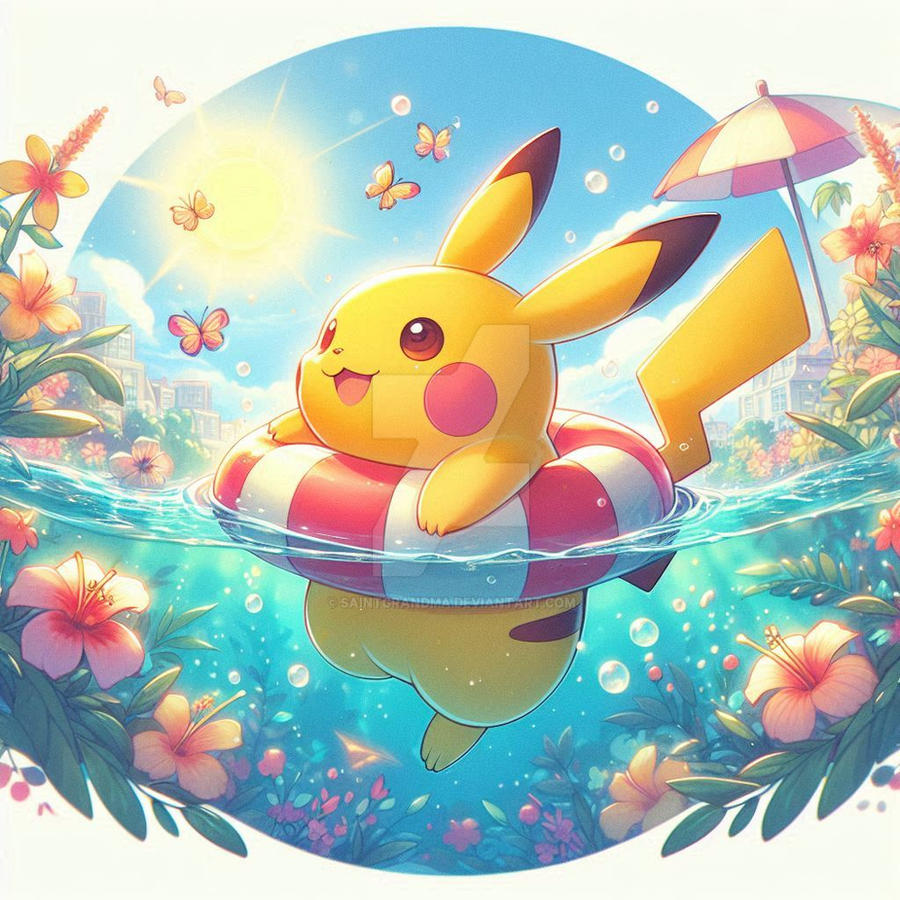 Pikachu in swimming pool pokemon (8) by SaintGrandma on DeviantArt