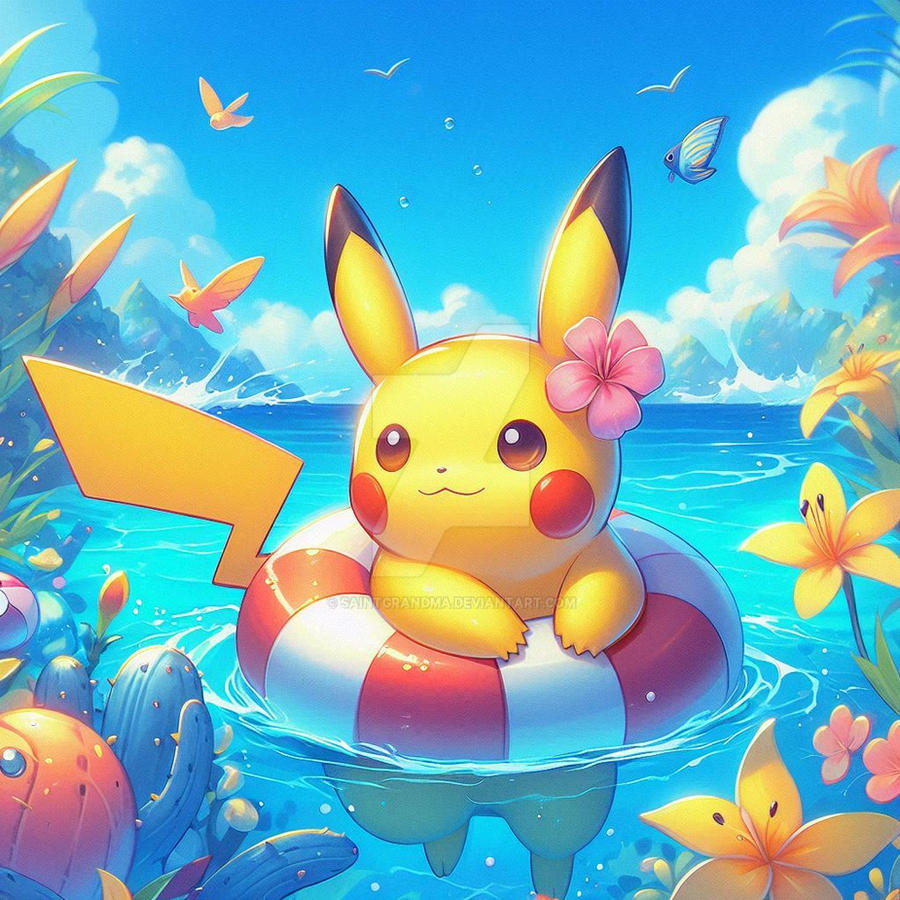 Pikachu in swimming pool pokemon (7) by SaintGrandma on DeviantArt