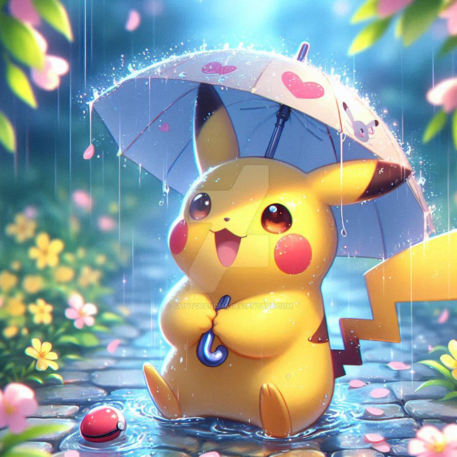Pokemon In Rain Pikachu pokemon in the rain cute colorful (40) by SaintGrandma on ...