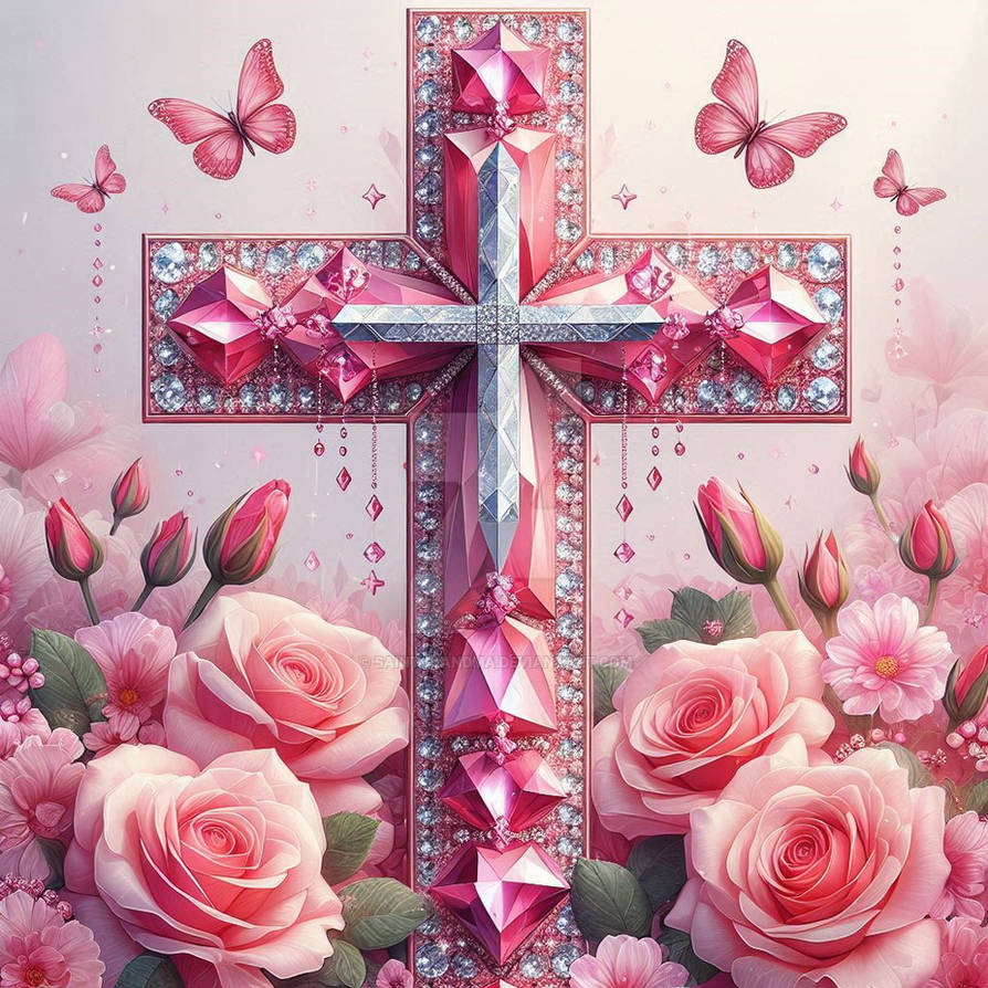 Pink Salt Cross Cross with pink diamond gorgeous jewellery (29) by SaintGrandma on ...
