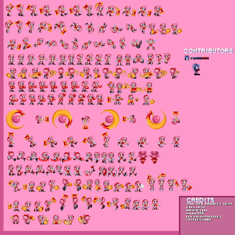 Modgen Vector Sprites Modgen amy Battle/Hammer sprite by fgsbshsg on DeviantArt