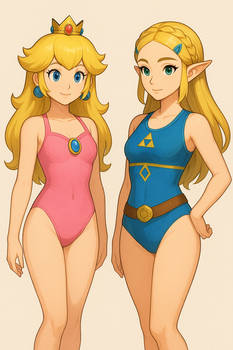 Peach and Zelda in Swimsuits