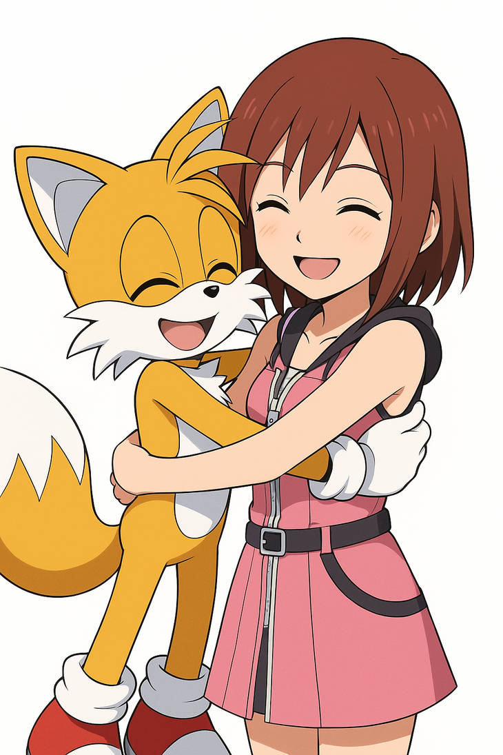 Kairi hugging Tails by NeoduelGX on DeviantArt