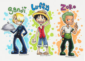 Sanji, Luffy, Zoro chibis