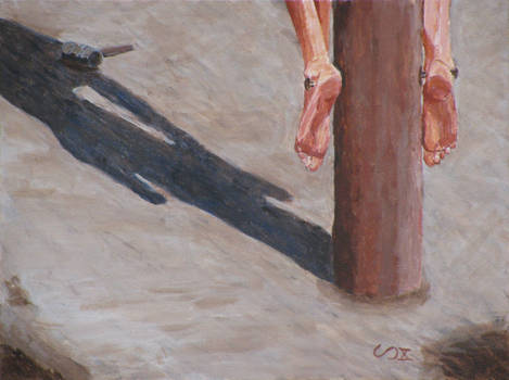 Crucified feet