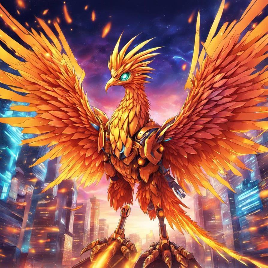 Robotic Phoenix by CaramelFeather on DeviantArt