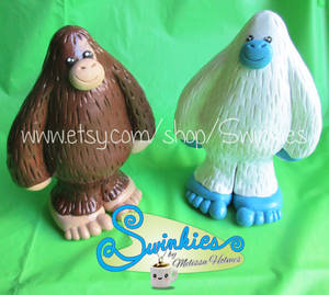 Swinkies Bigfoot and Yeti sculptures