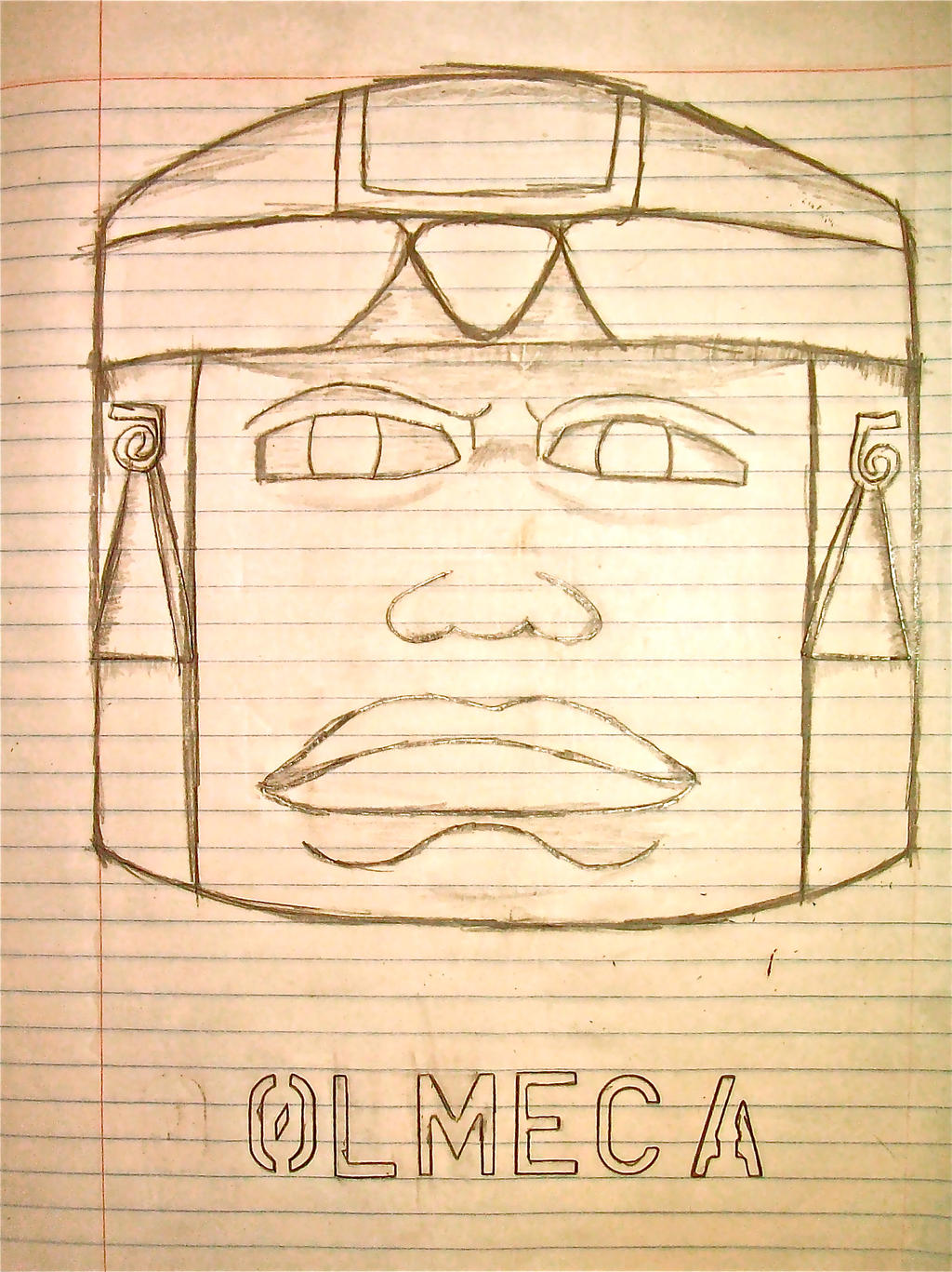 Dibujo de cabeza Olmeca. by Sonicdooplissfan on DeviantArt