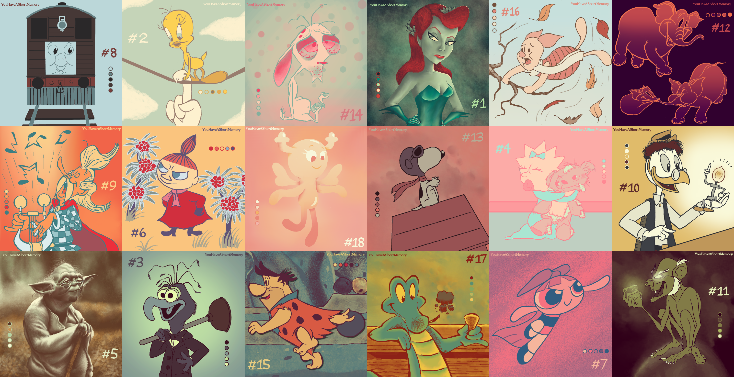 18 Characters, 18 Palettes - Version B