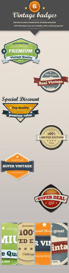 6 Retro Vintage Badges