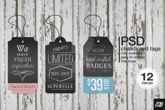 12 Chalkboard vintage labels