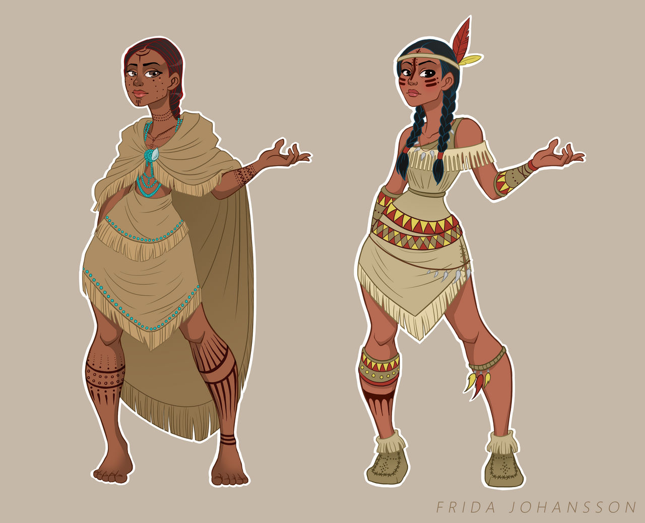 Native American Characters Two Versions by SilverVanadis on DeviantArt