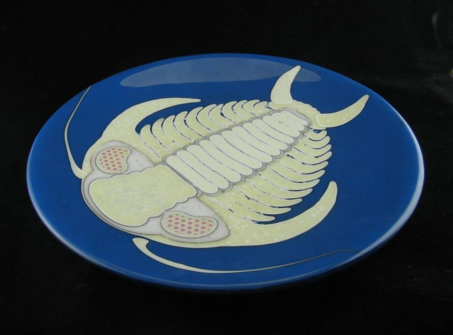 Trilobite Fused Glass Plate