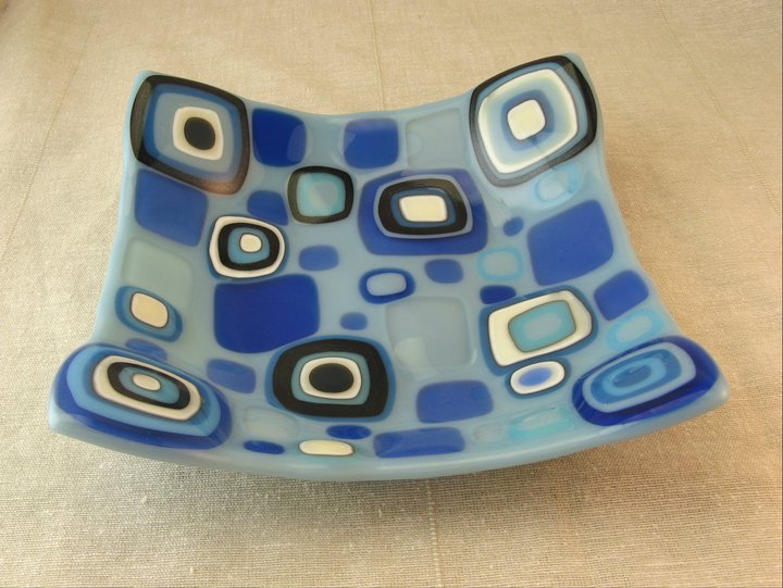 Concentric Squares Fused Glass Dish