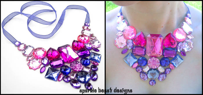 Pink and Purple Bib Necklace