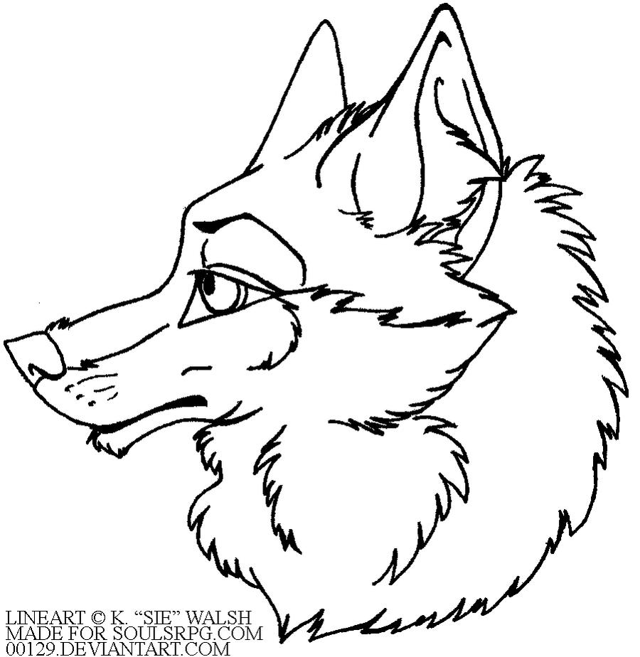 free wolf headshot lineart