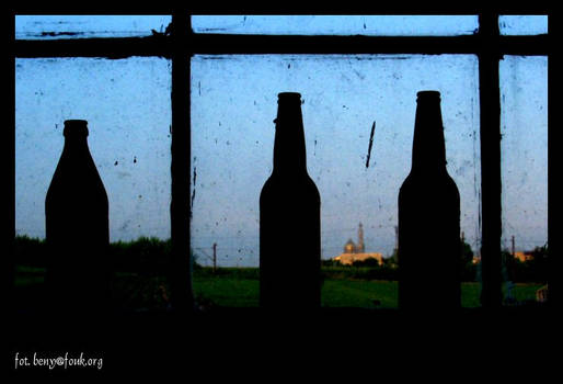 window and three bottles