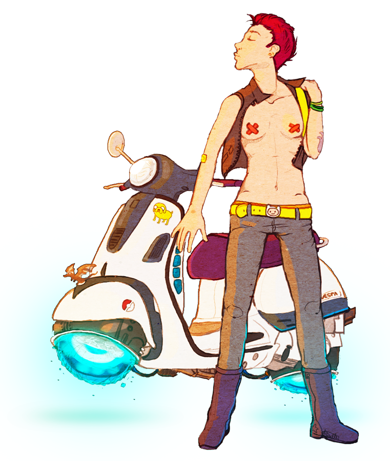 Sunset lady with hover Vespa