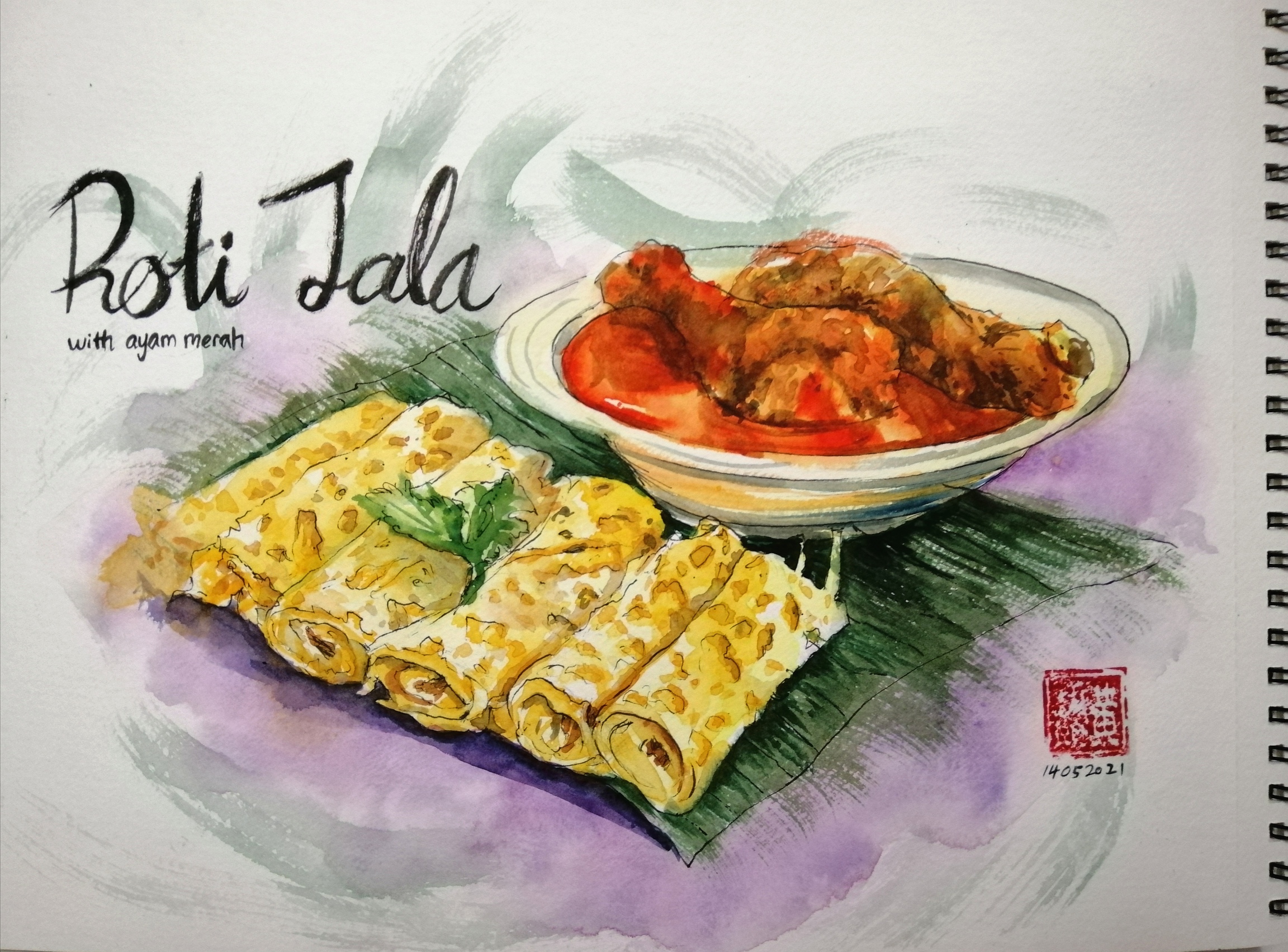 Coloring Roti Jala Malaysia Food Sketch- Roti Jala and curry chicken by Qying0103 on ...