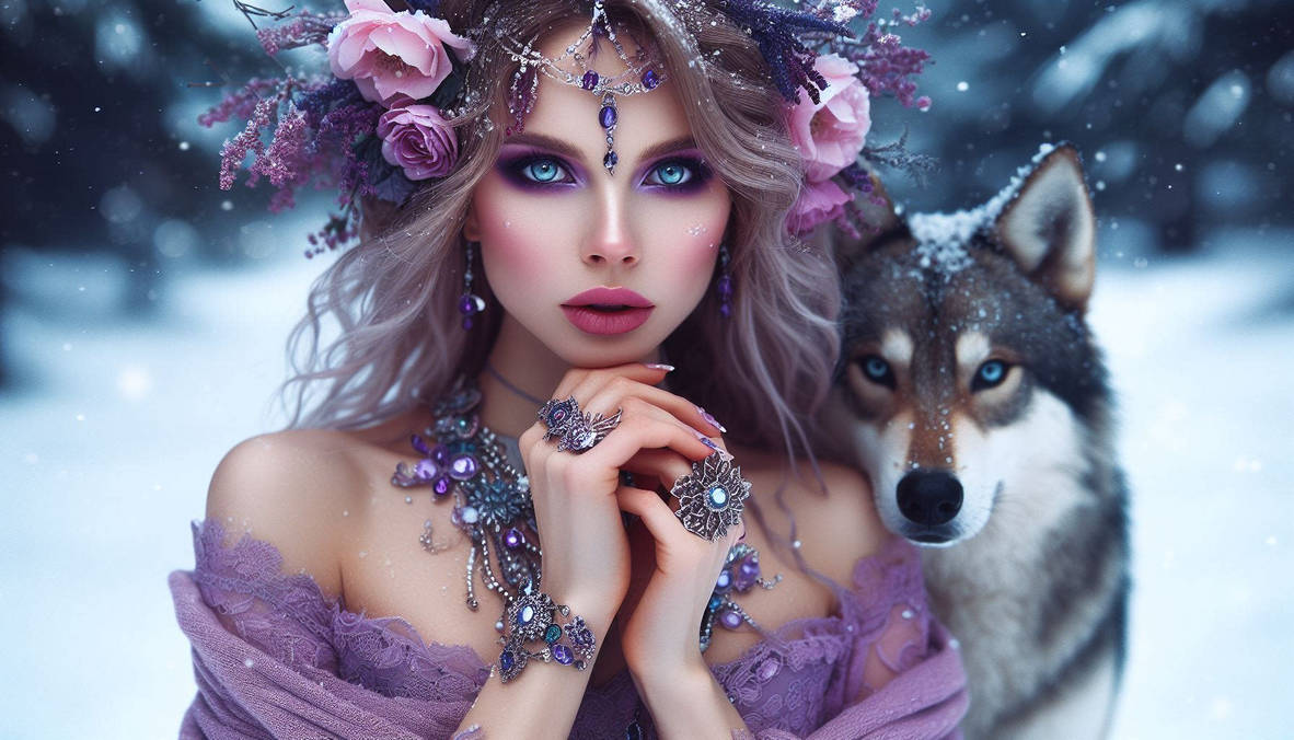 lilac rose and wolf by purpleLadyLou on DeviantArt